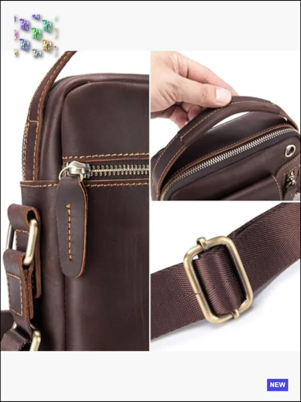 Vintage Leather Messenger Bag Business Crossbody Sling Men Purse Handbag